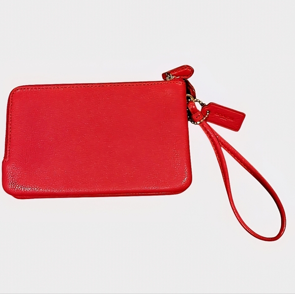 Coach Red Pebbled Leather Wristlet Wallet - Picture 16 of 16
